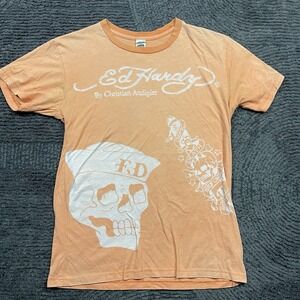 Ed Hardy by Christian Audigier Men's Large Orange Skull Sailor Graphic VTG